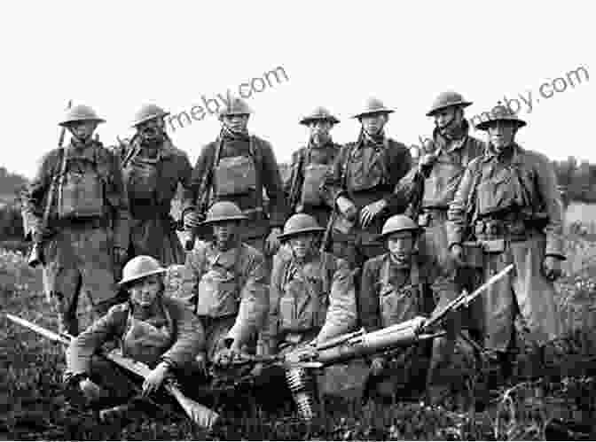 A Black And White Photo Of A Group Of Soldiers In World War I Uniforms. One Soldier, Old Grey, Is In The Foreground, Looking Out At The Camera With A Haunted Expression. Old Grey (short Story) (Great War Centennial)