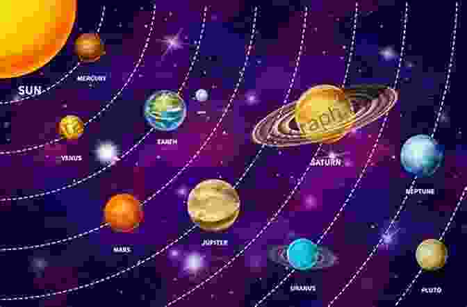 Illustration Of The Solar System With Planets And Stars Hello World Moon Landing Jill McDonald