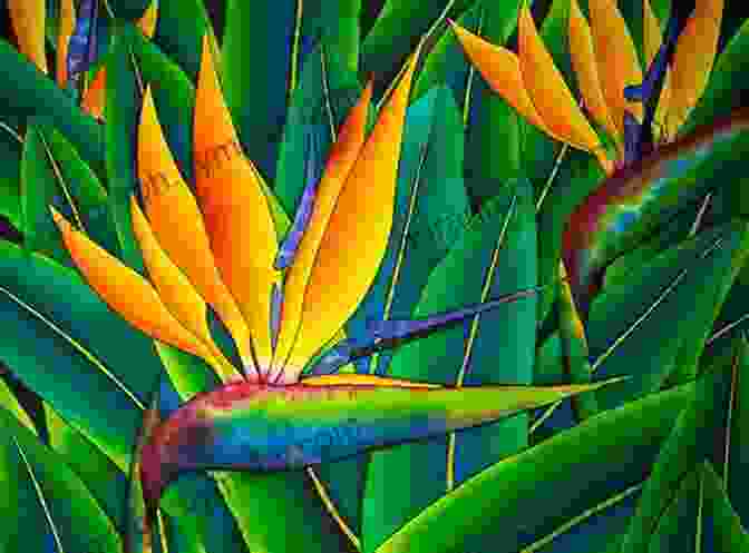 Vibrant Acrylic Painting Of A Bird Of Paradise Flower With Intricate Details, Painted By Sarah Jenkins. Bird Of Paradise: Step By Step Acrylic Painting